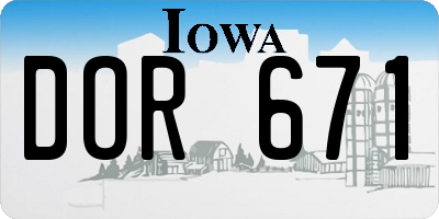 IA license plate DOR671