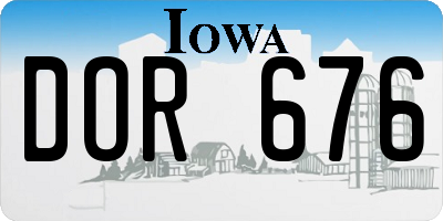 IA license plate DOR676