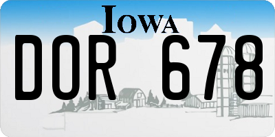 IA license plate DOR678