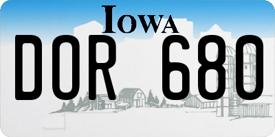 IA license plate DOR680