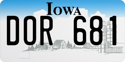 IA license plate DOR681