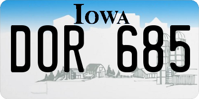 IA license plate DOR685