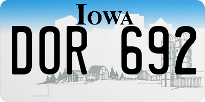 IA license plate DOR692