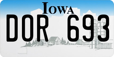 IA license plate DOR693