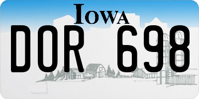 IA license plate DOR698