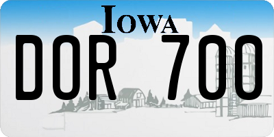IA license plate DOR700