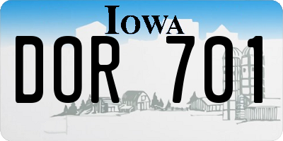 IA license plate DOR701