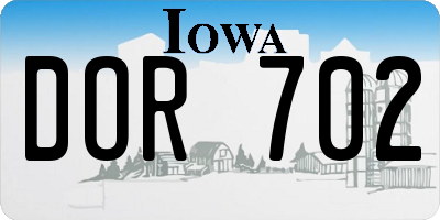 IA license plate DOR702