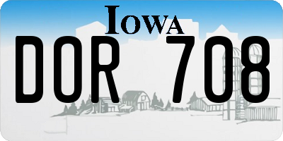 IA license plate DOR708