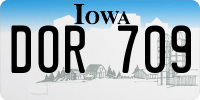 IA license plate DOR709