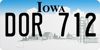 IA license plate DOR712