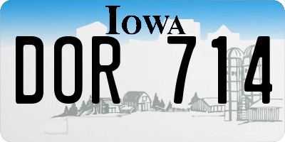 IA license plate DOR714