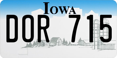 IA license plate DOR715