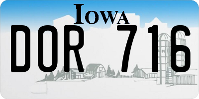 IA license plate DOR716