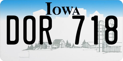 IA license plate DOR718