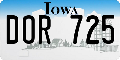 IA license plate DOR725