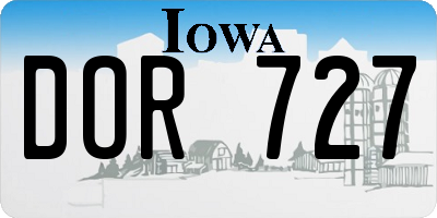 IA license plate DOR727