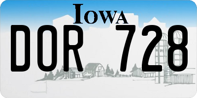 IA license plate DOR728