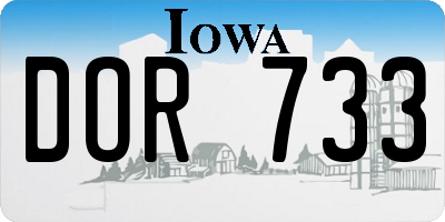 IA license plate DOR733