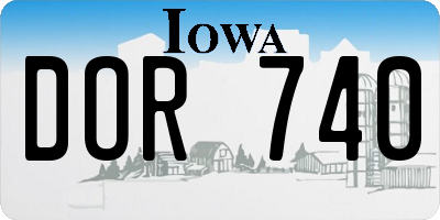 IA license plate DOR740