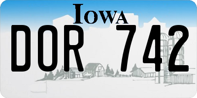 IA license plate DOR742