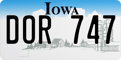 IA license plate DOR747