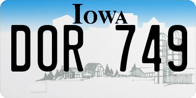 IA license plate DOR749