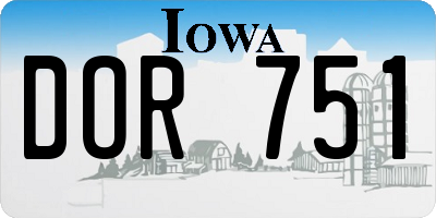 IA license plate DOR751