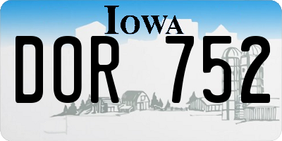 IA license plate DOR752
