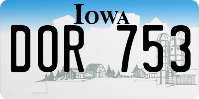 IA license plate DOR753