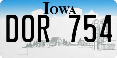IA license plate DOR754