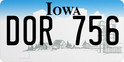 IA license plate DOR756