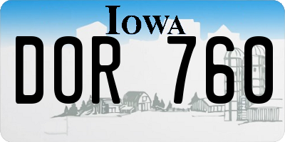 IA license plate DOR760