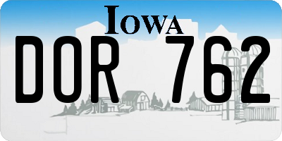 IA license plate DOR762