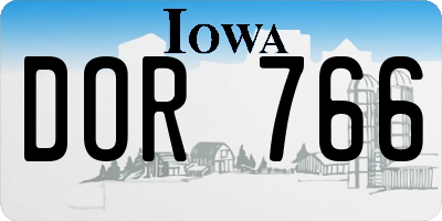 IA license plate DOR766