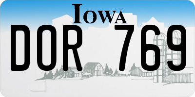 IA license plate DOR769
