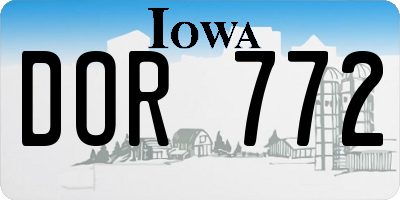 IA license plate DOR772