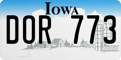 IA license plate DOR773