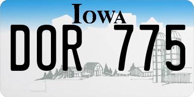 IA license plate DOR775