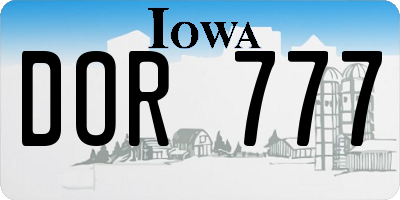 IA license plate DOR777