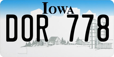 IA license plate DOR778