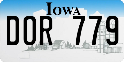 IA license plate DOR779