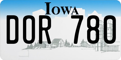 IA license plate DOR780