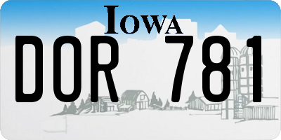 IA license plate DOR781