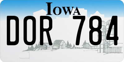 IA license plate DOR784