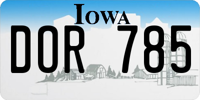 IA license plate DOR785