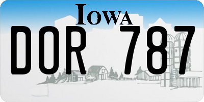IA license plate DOR787