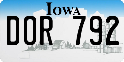 IA license plate DOR792