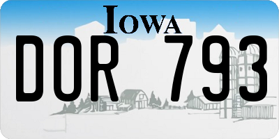 IA license plate DOR793