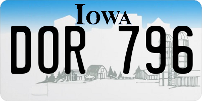 IA license plate DOR796